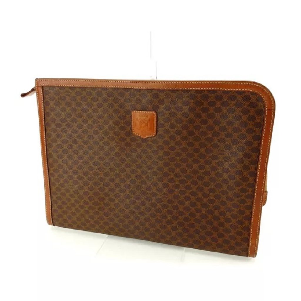 Celine Case Macadam Brown Woman Authentic Used